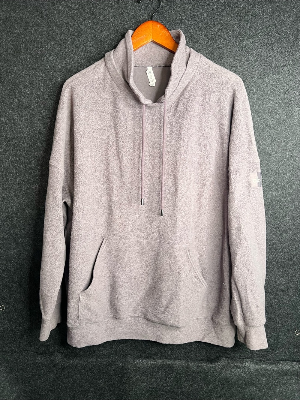 Alo Yoga Sherpa Fleece Oversized Sweater Womens S Lavender Purple Mock Cowl Neck